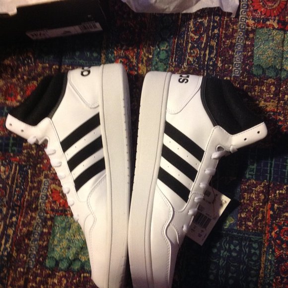 Adidas Men's Hoops 3.0 White & Black Mid Sneakers -11.5M - New in Box - Picture 5 of 11